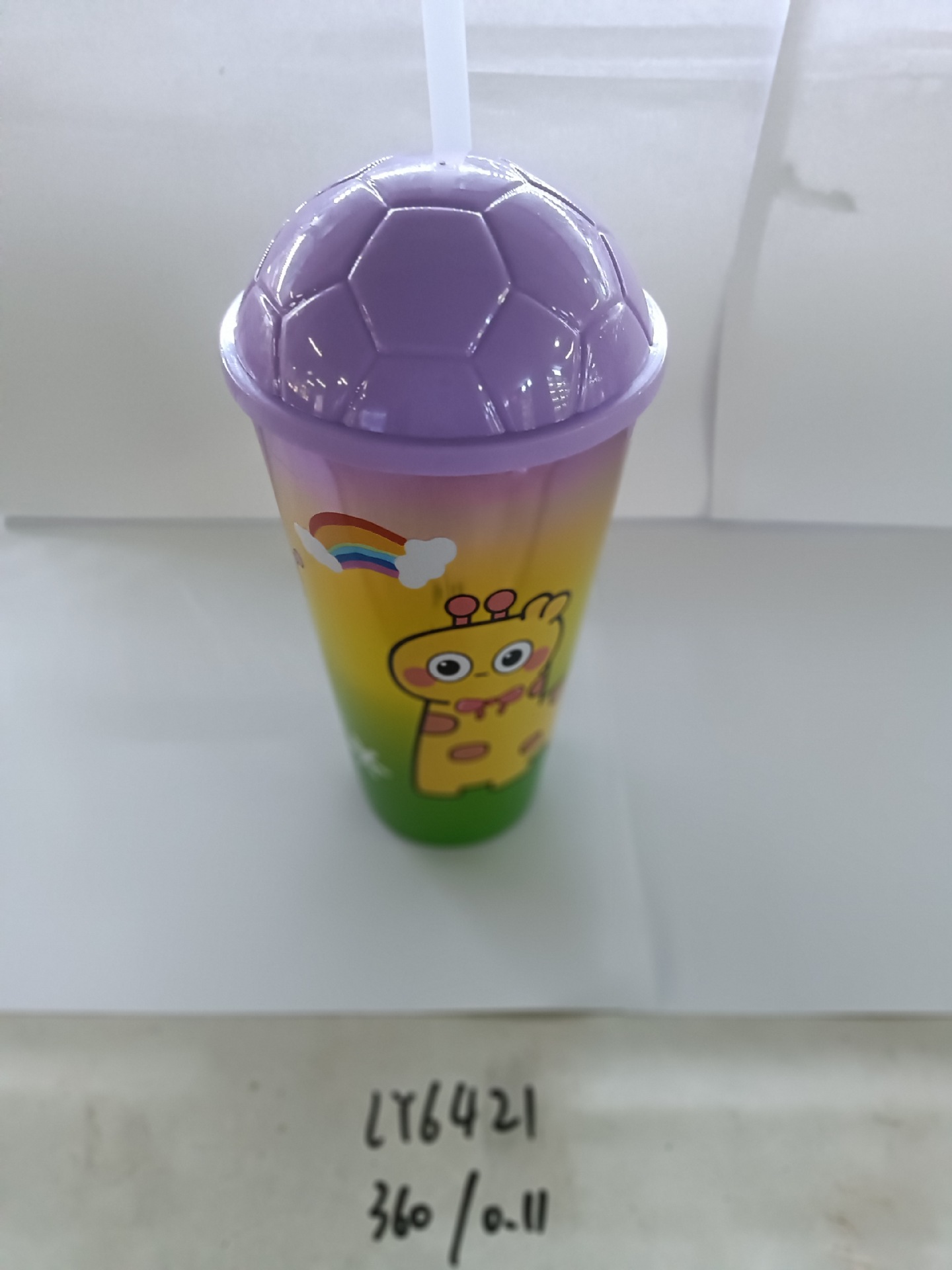 外贸产品卡通吸管杯发光塑料杯太空杯随手杯儿童果汁杯创意水杯 pic 2