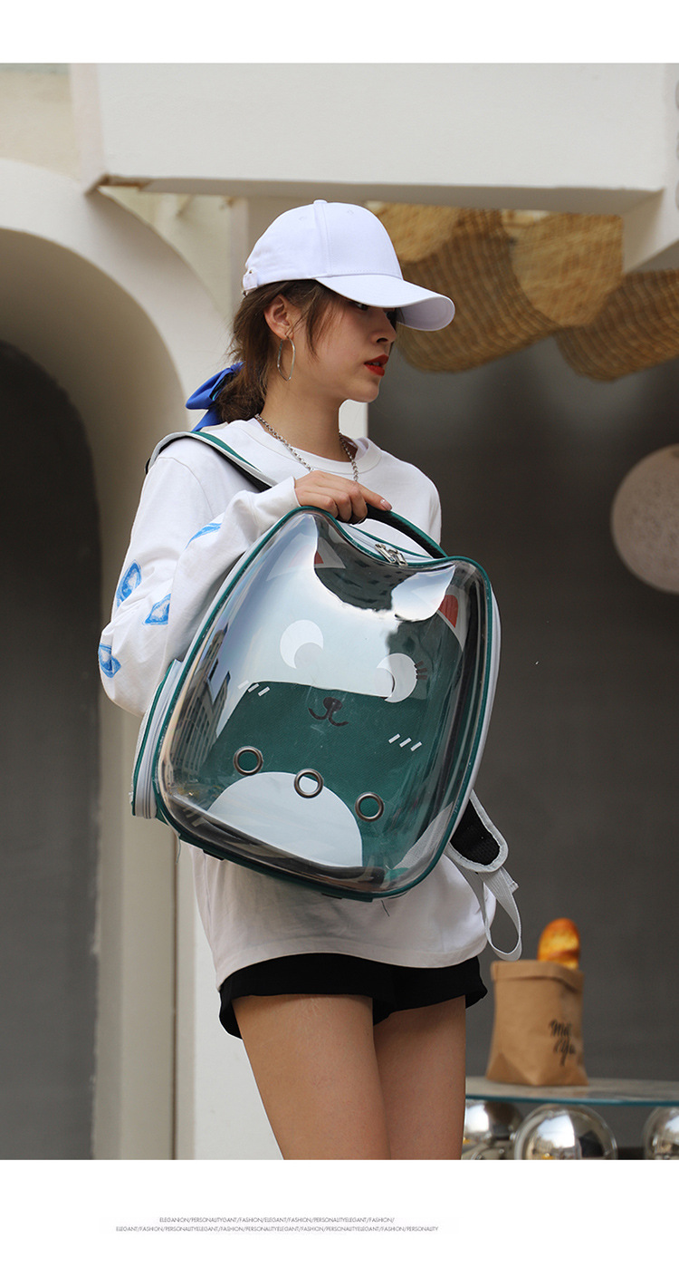 New transparent backpack, pet bag, cartoon portable space capsule, cat bag, dog breathable shopping backpack pic 26