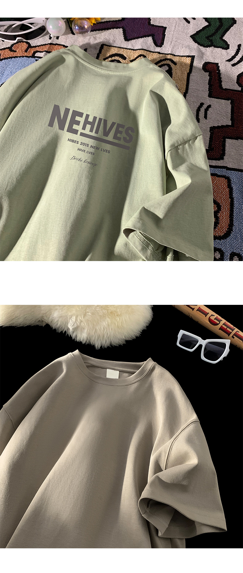Letter-printed pure cotton heavy-duty short-sleeved T-shirt for men, summer trendy brand ins half-sleeved base layer, Hong Kong-style loose T-shirt pic 9