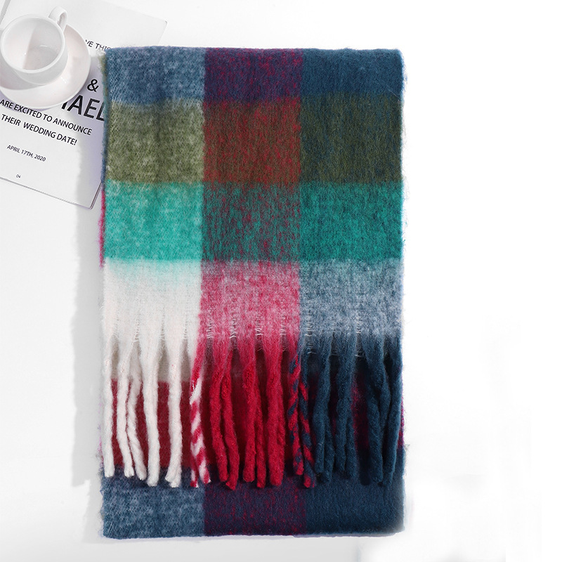 圈圈纱彩色AC格子围巾女冬季加厚保暖仿马海毛粗须仿羊绒披肩外贸详情38