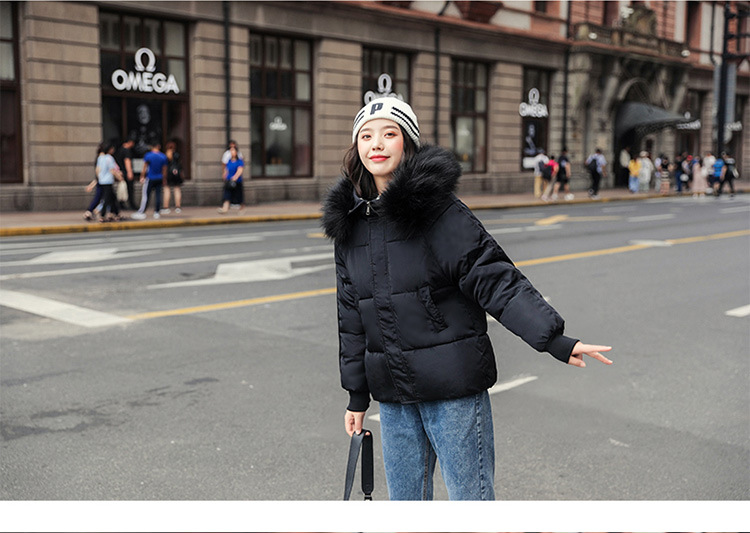 New winter cotton-padded jacket, thickened cotton-padded jacket, down cotton-padded jacket for women, short Korean-style fitted hooded bread jacket pic 15