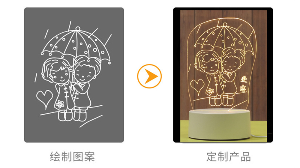 跨境爆品 3d小夜灯儿童卧室插电led灯亚克力氛围礼物月球外贸台灯详情6