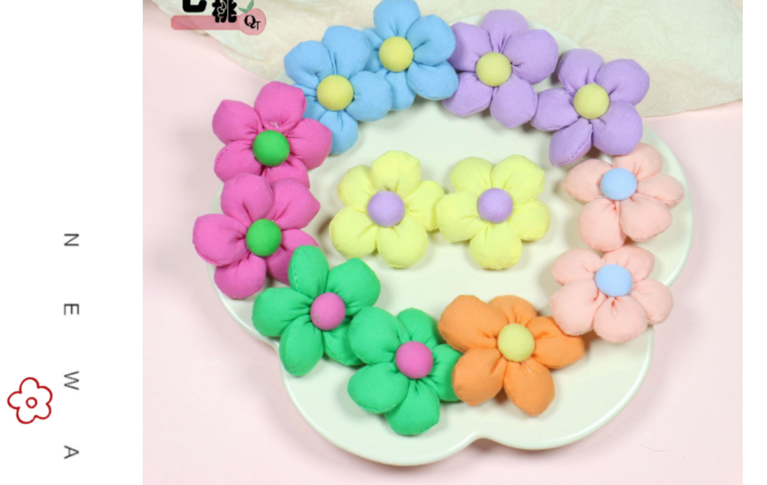 批发布艺五瓣花朵女童diy发饰清新撞色太阳花手机壳配件鞋袜辅料详情15