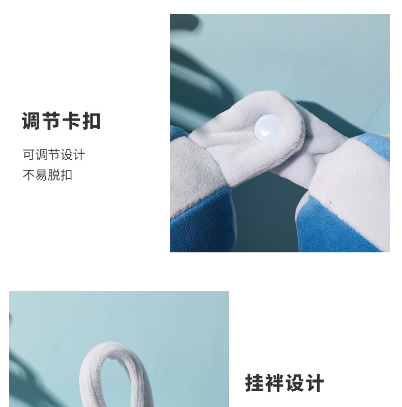 Hump U-shaped pillow, cartoon shark embroidery, office nap neck pillow, travel portable neck pillow, can be printed with logo pic 12