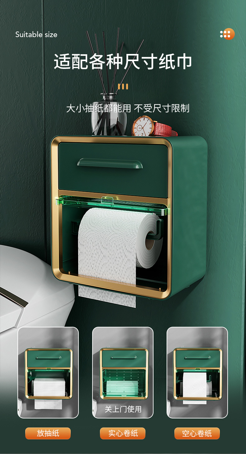 The new bathroom blinds, wall-mounted tissue box, with functions such as visible retractable paper size storage and drawers pic 4