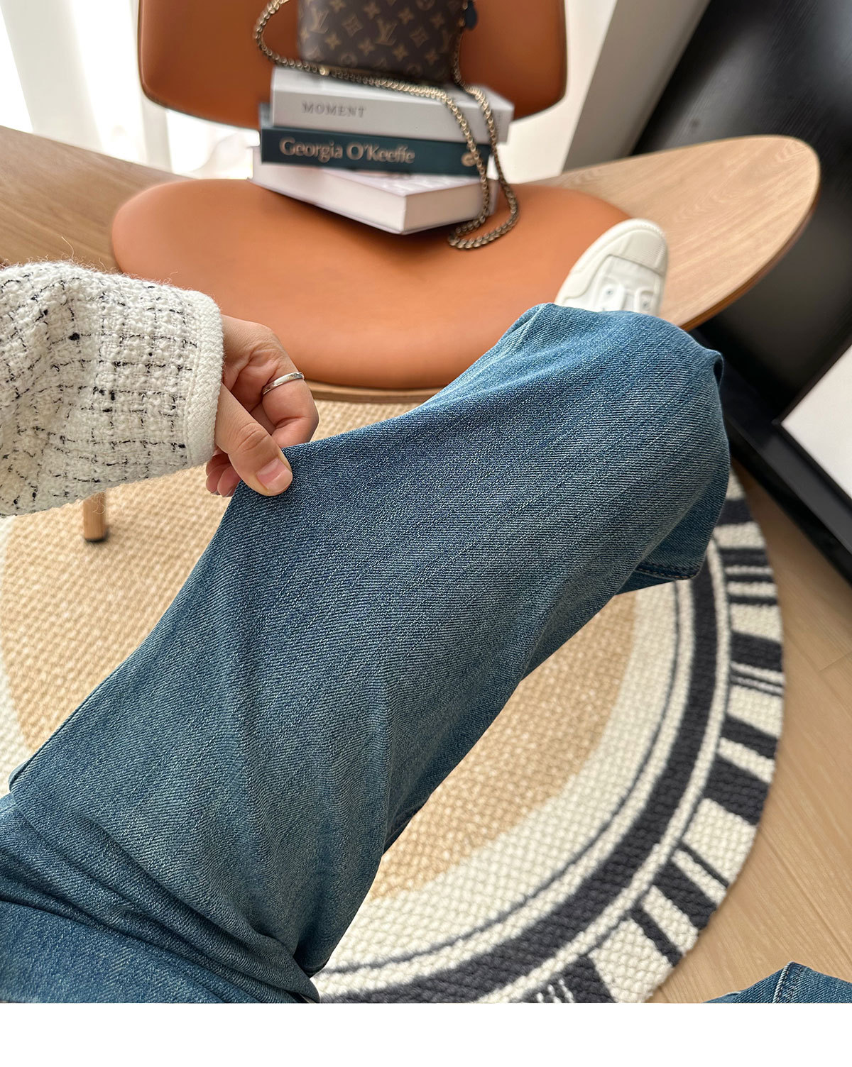 Close your eyes and join the series! New four-sided stretch fleece jeans for women in autumn and winter, slim and leg-slimming, straight-leg wide-leg pants pic 14