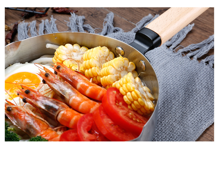 Stainless steel Japanese snow flat pot, single-handle milk pot, household thickened flat pan, noodle soup pot, induction cooker, gas universal side food pot, deep fryer, thickened instant noodle pot, Japanese non-stick pot, small steamer, Japanese hammer-patterned pot pic 14