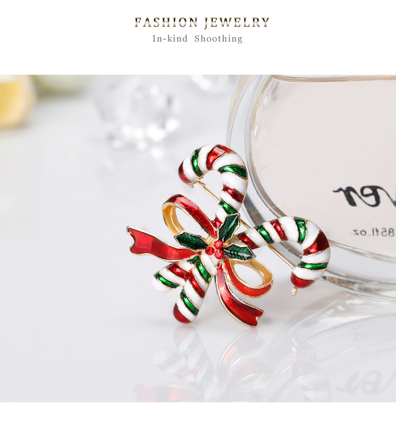 New Christmas collection brooches, fashionable and exquisite diamond-encrusted candy walking stick pins, brooches, and Danbi accessories pic 13