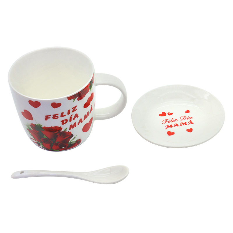 外贸西语母亲节陶瓷杯咖啡杯套装带底盘带柄勺早餐杯牛奶马克杯妇女节礼品送妈妈的礼物支持做客多语logo节庆礼品工厂直供详情4