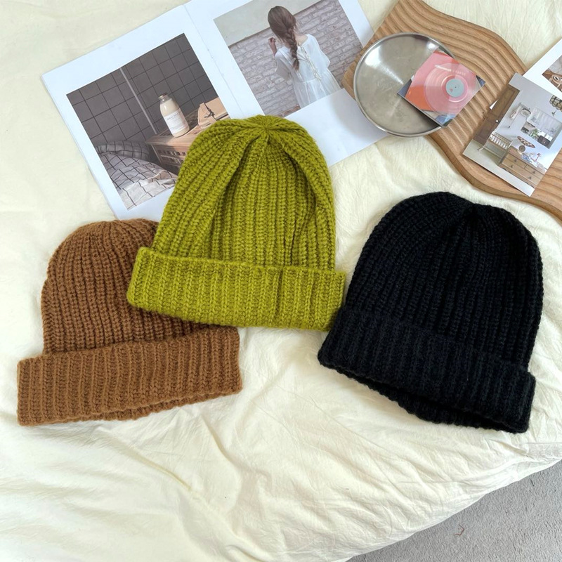 巨大的毛线帽帽子女秋冬黑色毛线帽大头围冷帽粗毛线帽超大针织帽详情5