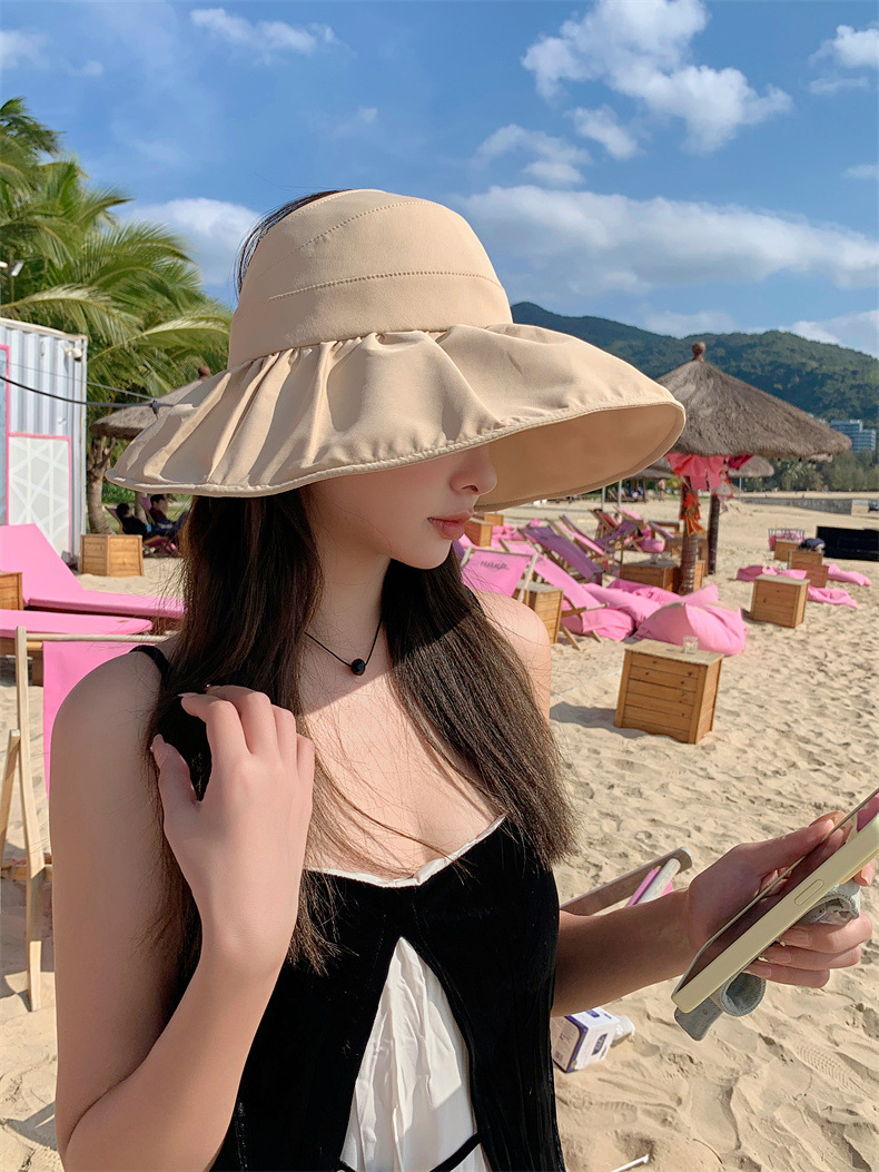 遮阳帽子女士夏季大沿防晒空顶帽户外可折叠运动防紫外线渔夫帽潮详情12