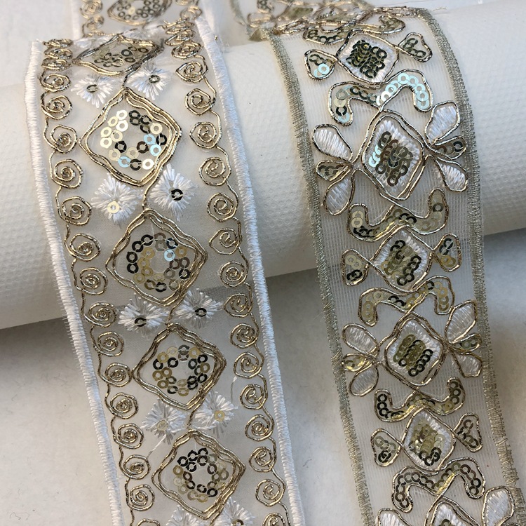 In stock: mesh, sequin, embroidery, lace, gold thread, bone lace, webbing, curtains, wedding lace, clothing accessories pic 28