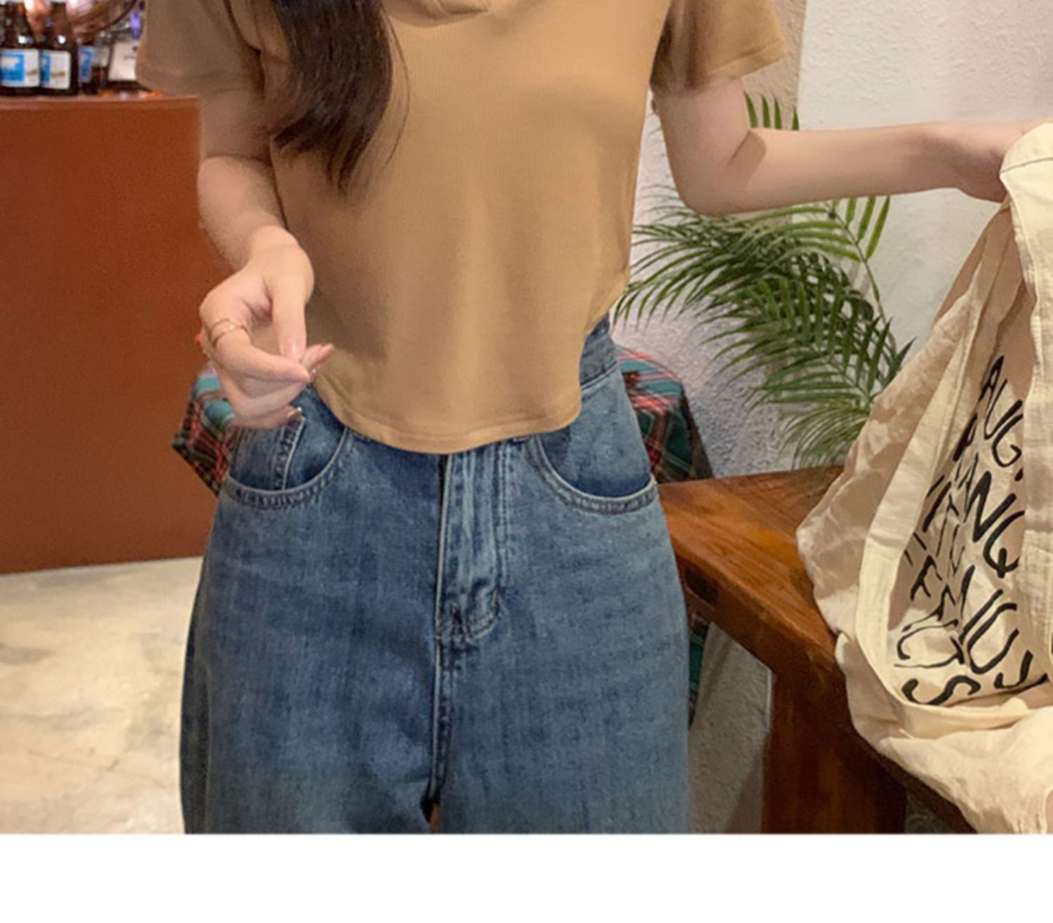 Irregular Polo collar short-sleeved shoulder T-shirt for women, with a unique and pure design sense, tight-fitting innerwear and base layer top pic 14