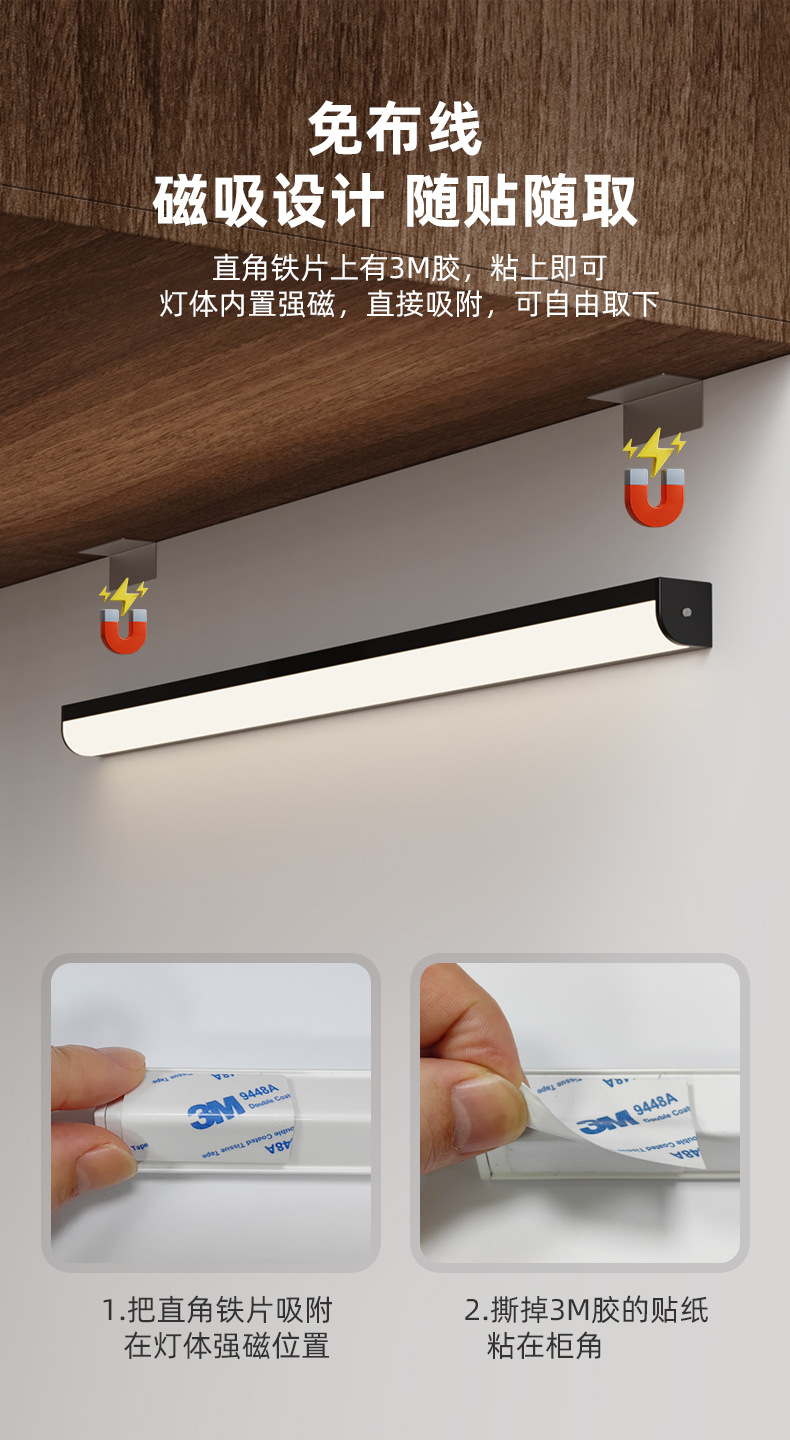 Wholesale wardrobe LED night lights, home sensor lights, wireless intelligent remote control sensor right-angle lights, light luxury lights, night lights pic 9