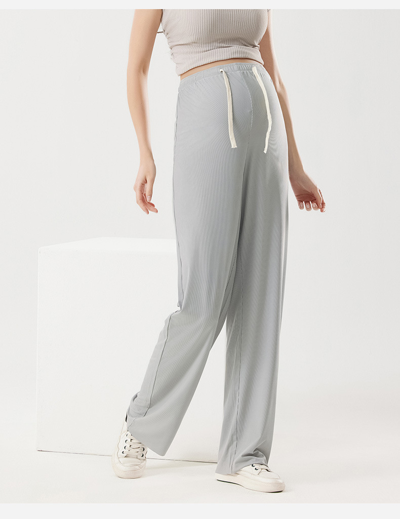 春夏新款亲肤冰丝凉感抽绳运动休闲孕妇裤显瘦舒适无托腹布阔腿裤详情24