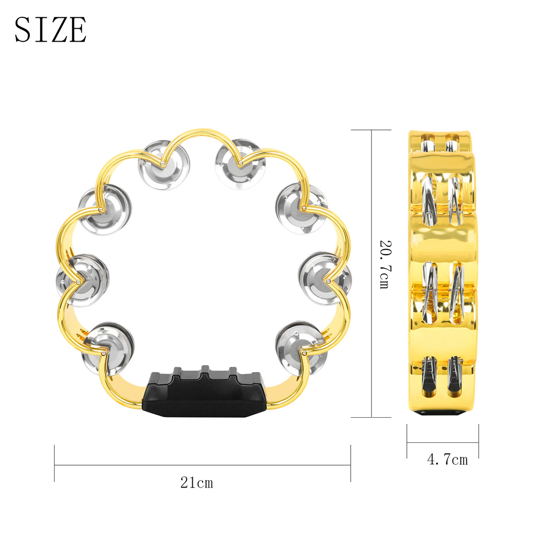 奥尔夫双排铃梅花双层手摇铃ABS花鼓圈KTV铃鼓儿童早教玩具花铃圈详情3