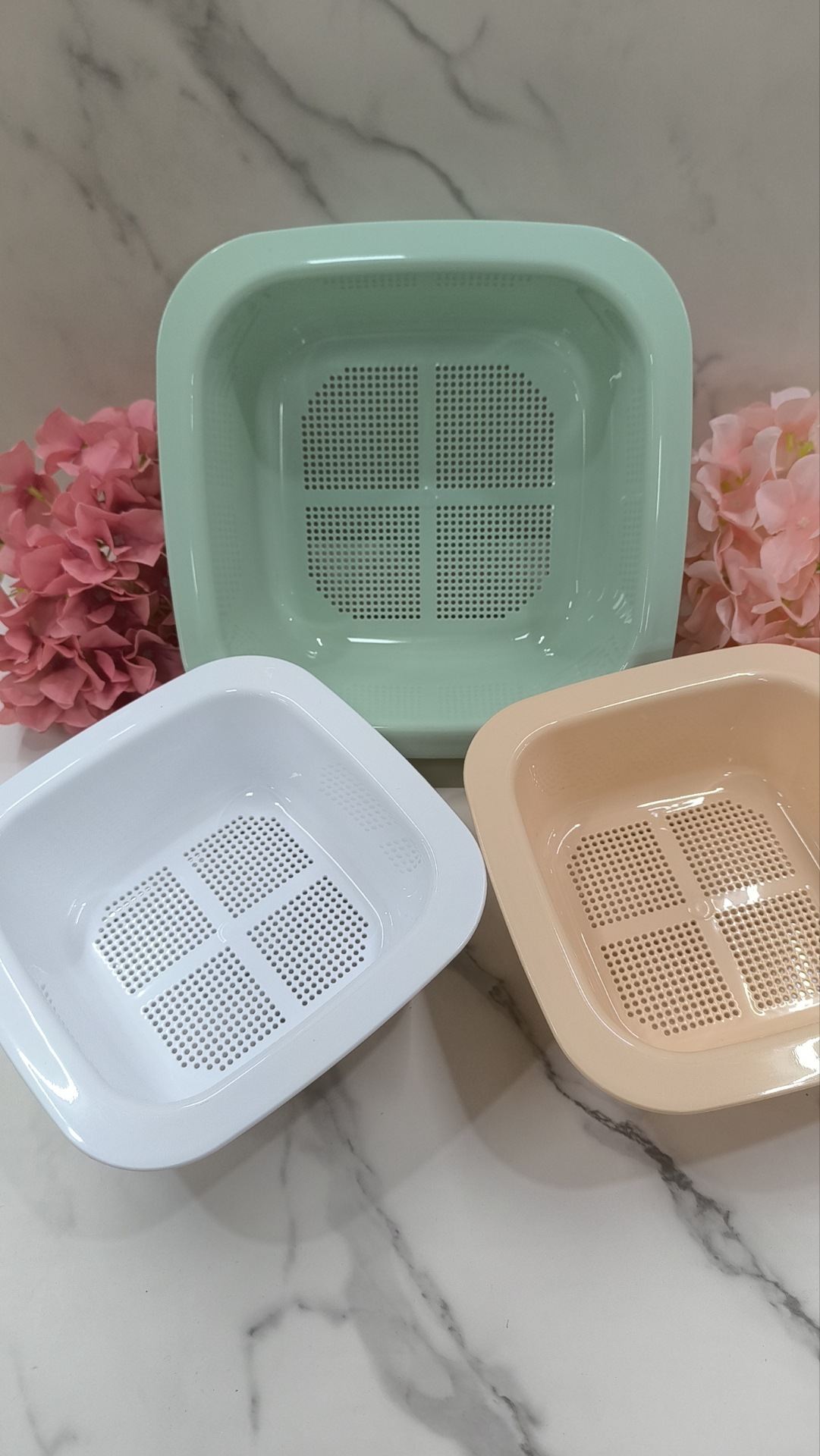 新款沥水篮厨房双层塑料创意洗菜篮家用多功能洗水果滤水加厚沥水详情7