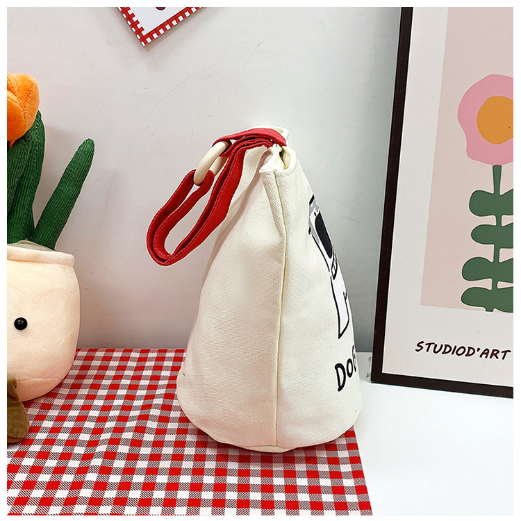 上班族便携妈咪帆布包购物学生可爱水桶型手拎便当带饭盒手提包女详情27