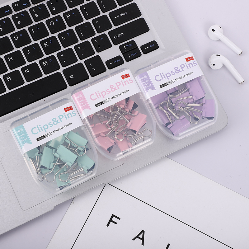 Ins-style macaron-colored paper clip set, box set, ball nails, I-shaped nails, dovetail clips, office binding, office wholesale pic 7