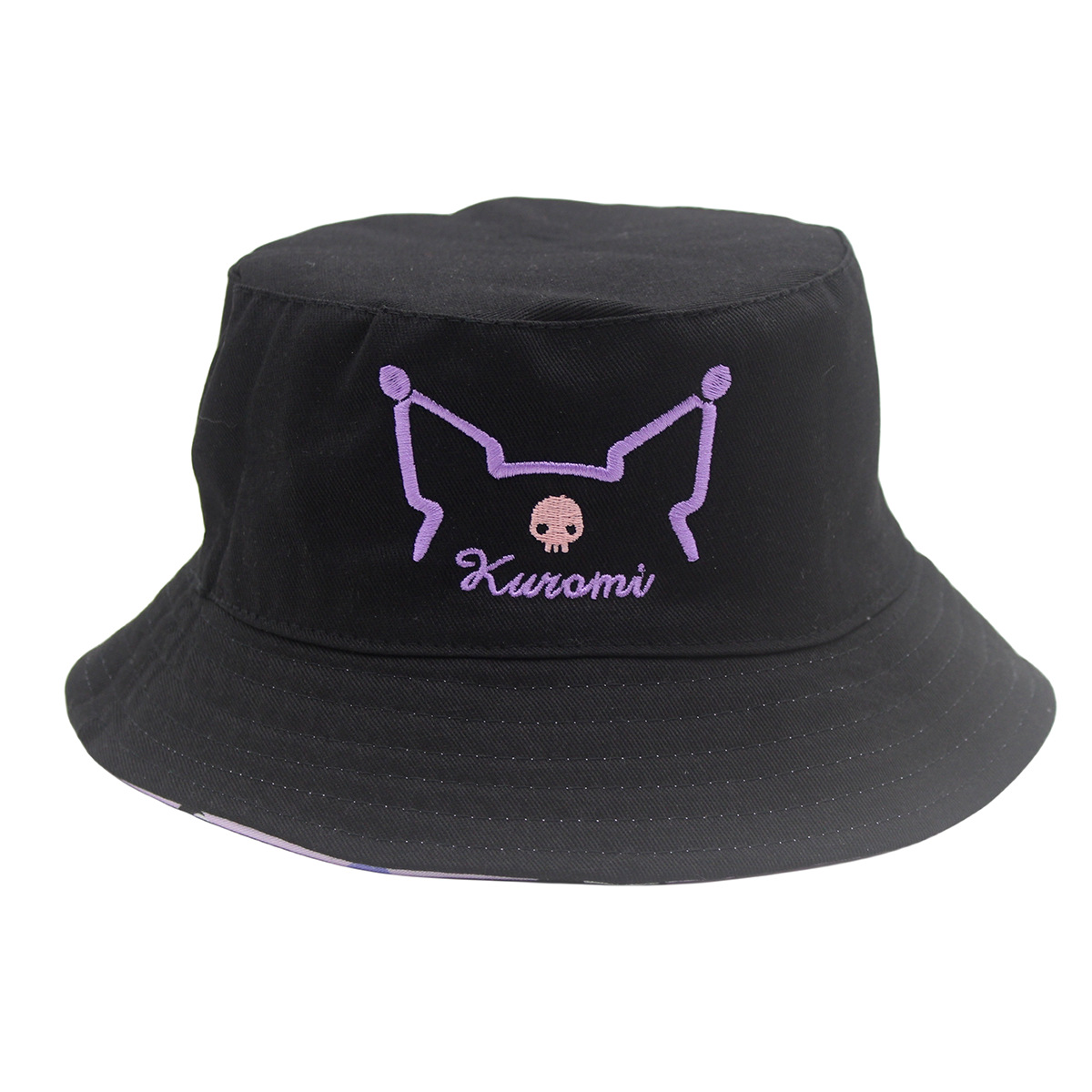 外贸新款库洛米双面戴卡通刺绣渔夫帽动漫周边印刷遮阳帽男女盆帽详情9