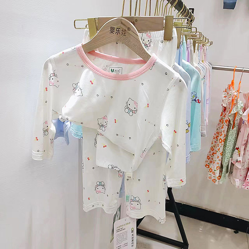 夏季新品小童中童天丝莫代尔空调服儿童七分袖冰爽家居服套装薄款详情14