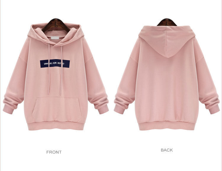 A new large-sized, fleece and thickened hooded sweatshirt for women with loose long-sleeved sleeves pic 9