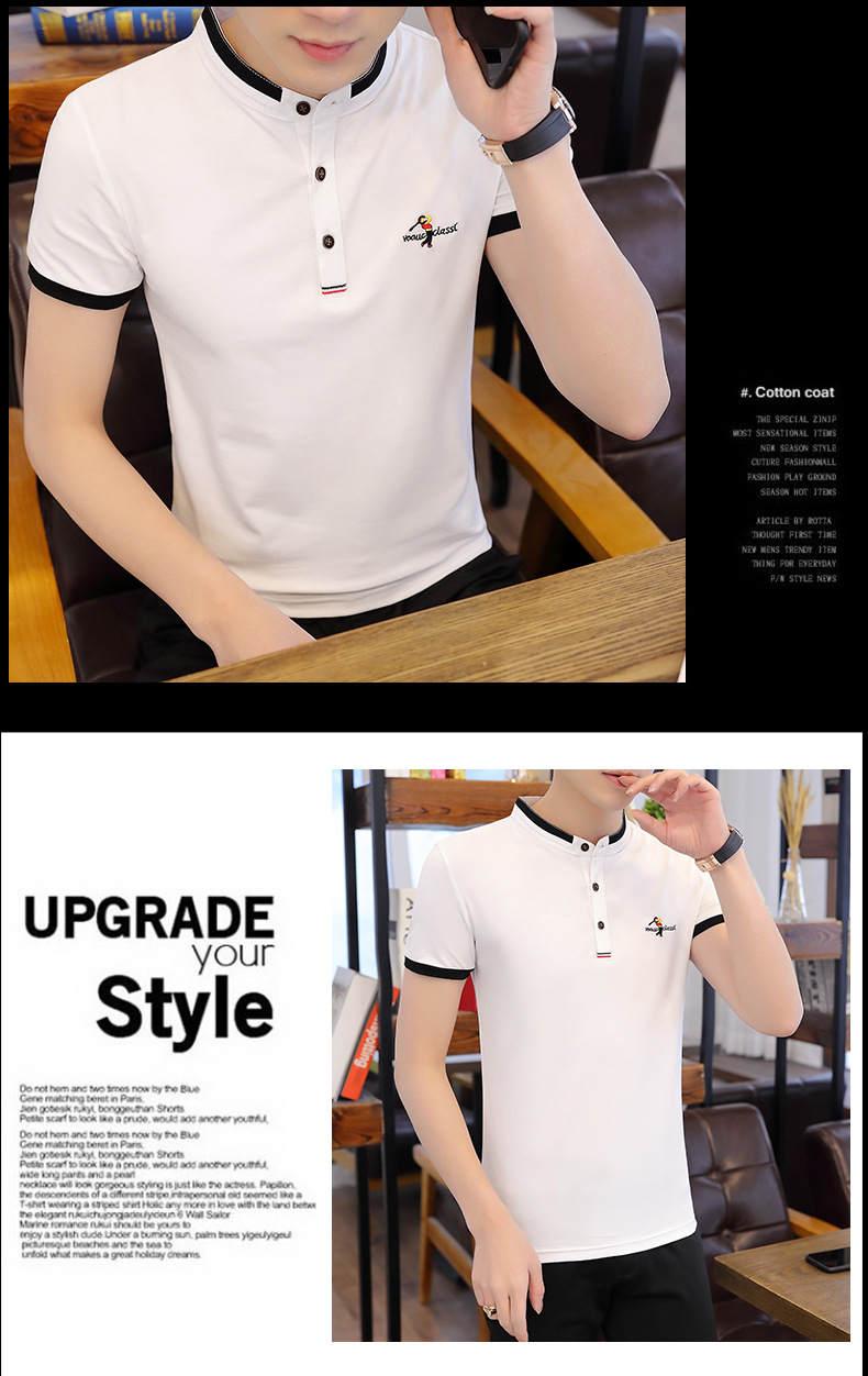 2022夏季新款短袖t恤男士韩版潮牌丅半袖体桖polo衫上衣服男装潮详情6
