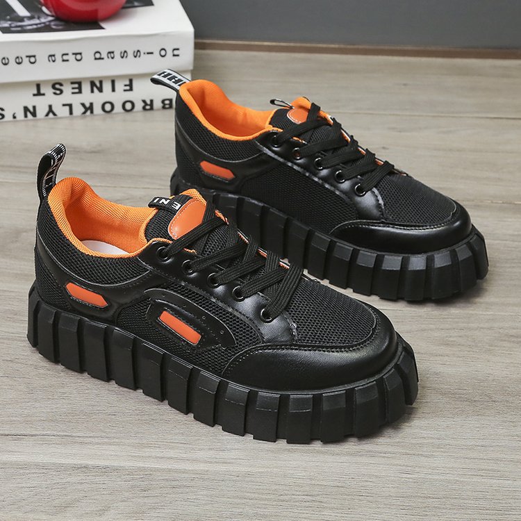 跨境外贸大码2021秋季新款街头时尚潮流圆头厚底女式休闲板鞋单鞋详情36