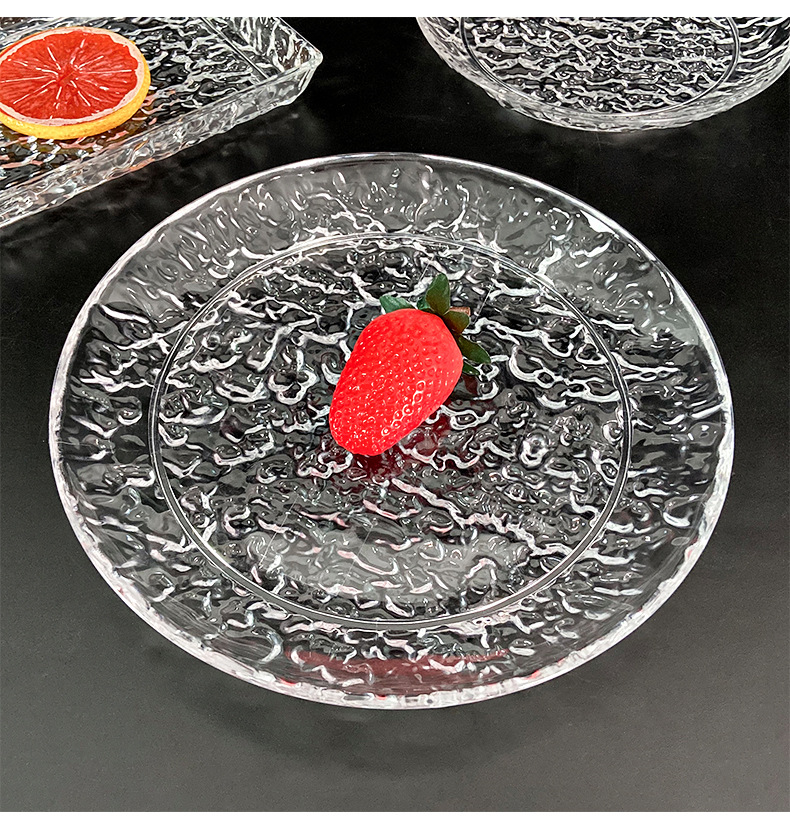 Ice-patterned acrylic fruit plates, snack plates, dried fruit candy plates, round crystal transparent fruit plates, KTV bars, home use pic 8