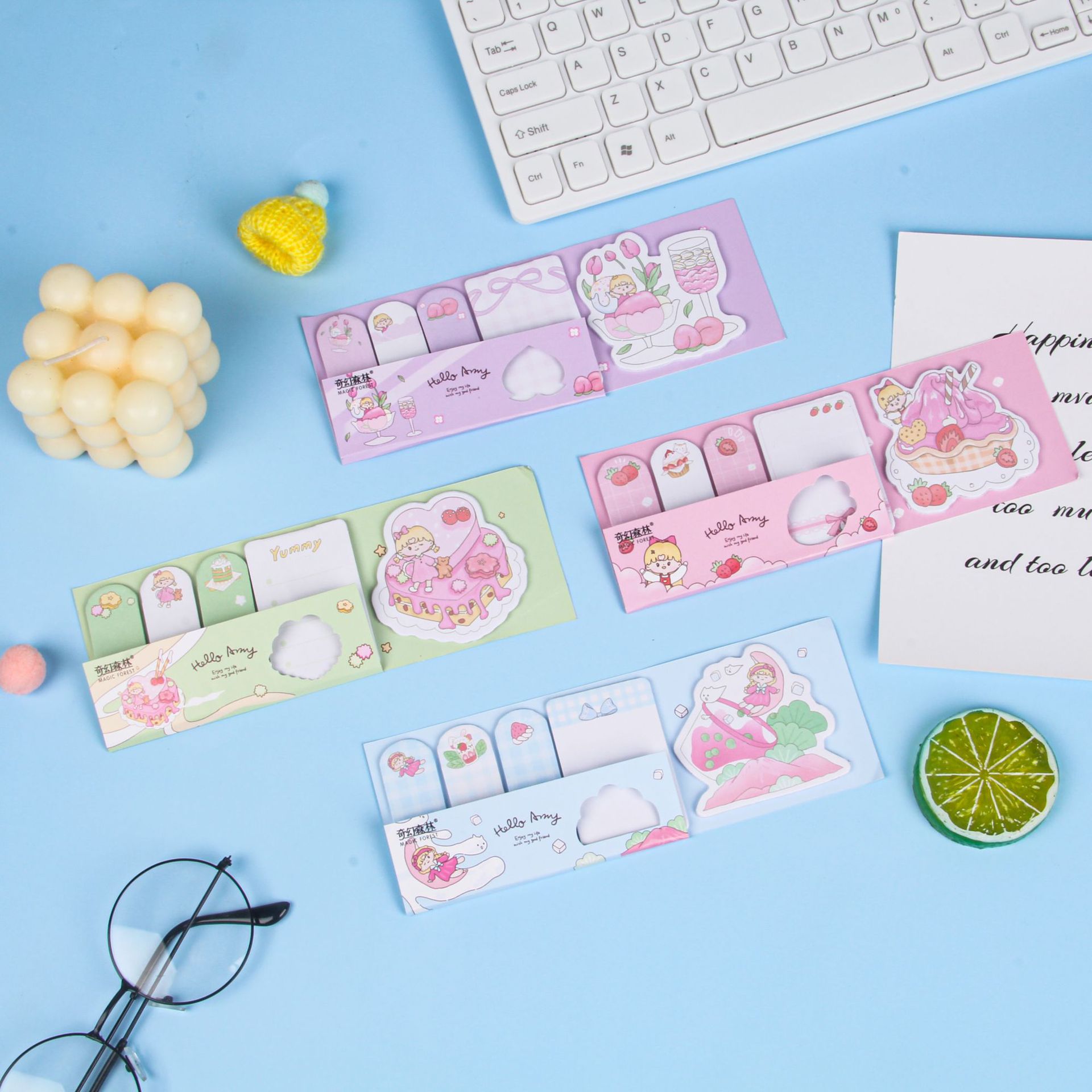 Cartoon sticky notes, sticky notes, paper strips, colored notes, self-adhesive long strips, sticky notes, sticky notes pic 2