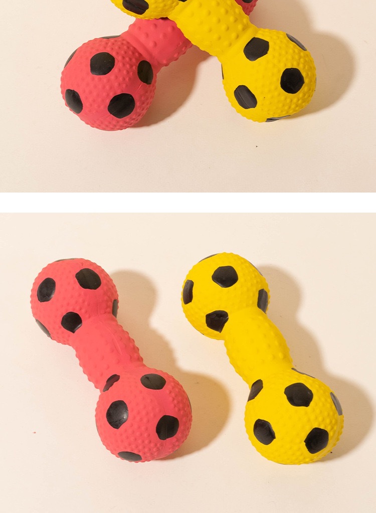 爆款宠物乳胶玩具足球杠铃耐咬洁牙狗狗发声玩具宠物玩具杠铃玩具详情5