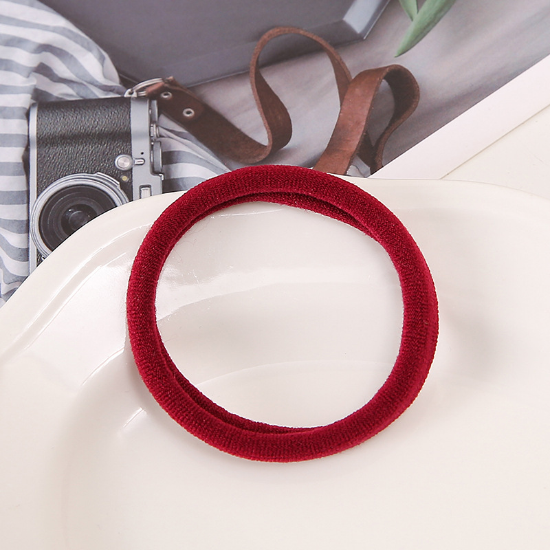 Wholesale of large colored towel loops, seamless adult rubber bands, high-elasticity ponytail tie, hair bands, headwear and hair ties pic 33