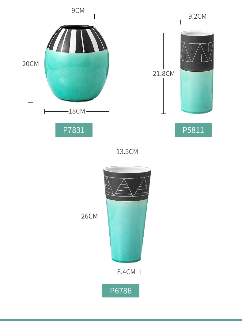 Chinagoods Ceramic Vase北欧陶瓷花瓶酒店家公寓居客厅陶瓷瓶水培花瓶样板间复古摆件详情6
