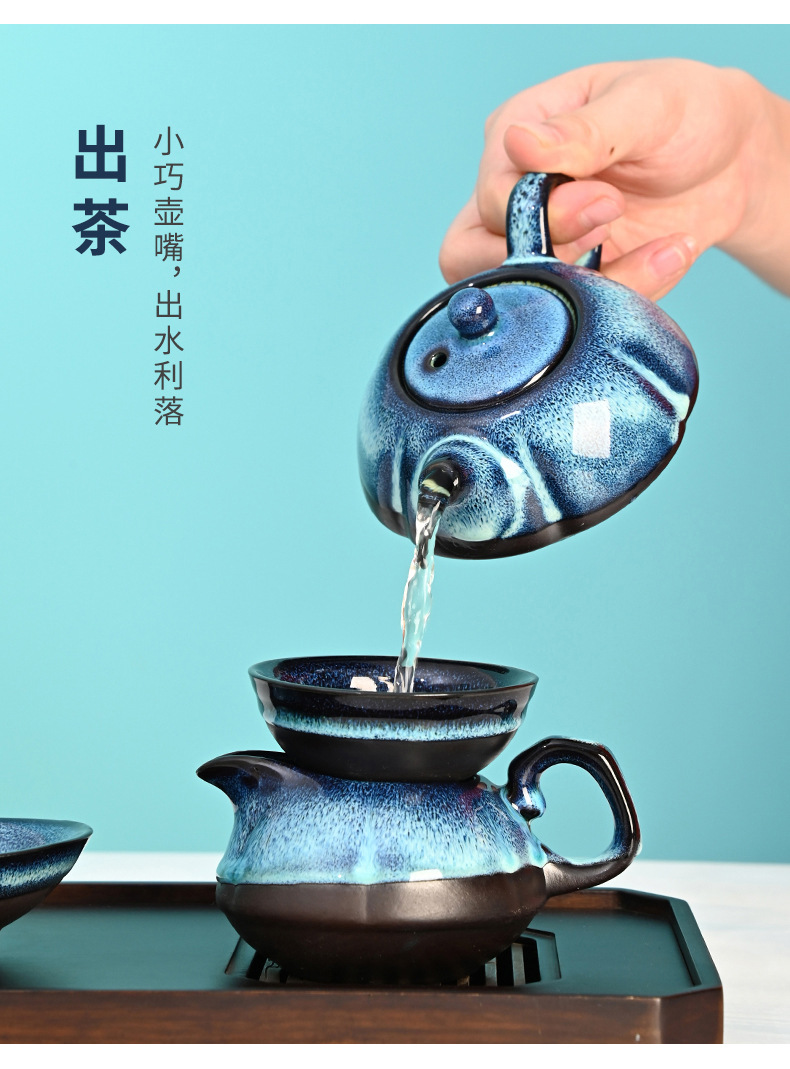 Creative national trend kiln-transformed starry sky tea set, portable travel gift box, business event souvenir, logo customization pic 29