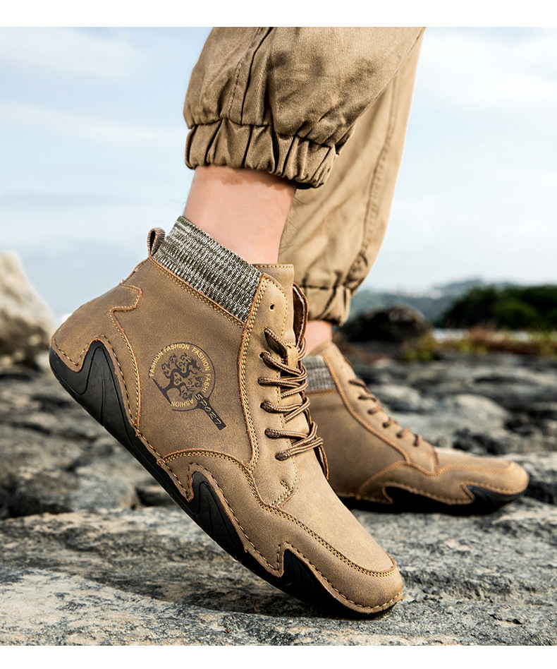 跨境爆款袜子口切尔西靴独立站大码男鞋高帮男士休闲鞋子马丁靴详情30