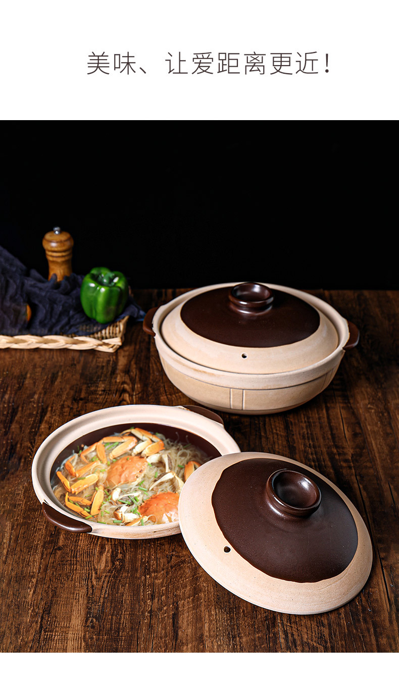 Ceramic clay pot for making soup and stewing, old-fashioned earthenware clay pot tile 煲仔饭 open flame shallow pot unglazed dry-fired at 800 degrees without cracking pic 16