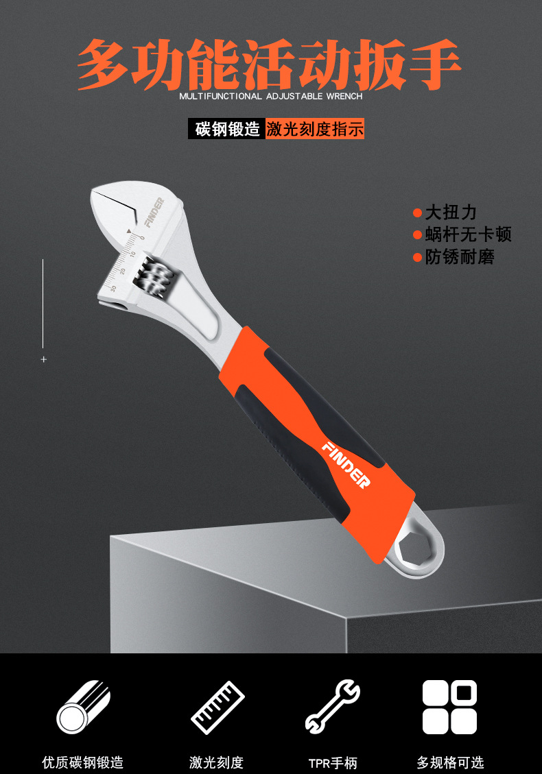 五金工具多用活动扳手动工具活扳手工业活动扳子批发详情1