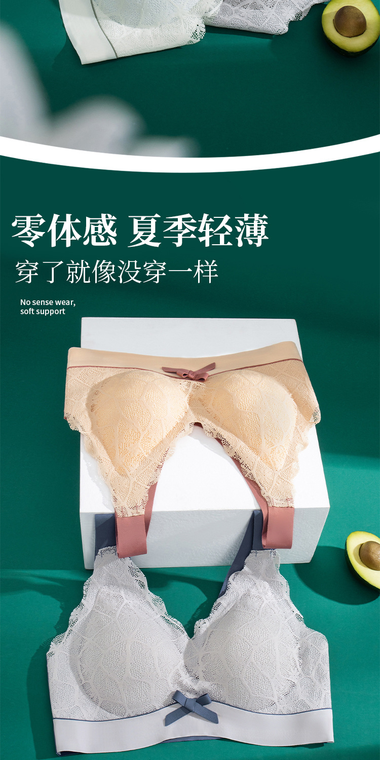 大码文胸200斤m高弹无痕蕾丝内衣女无钢圈防下垂运动睡眠薄款胸罩详情13