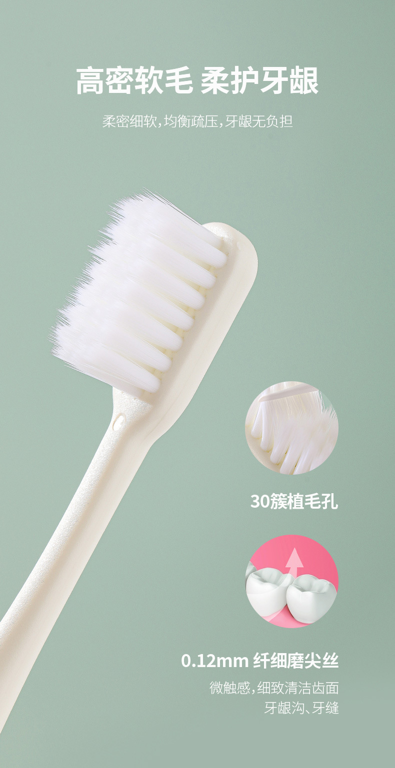 FaSoLa household soft-bristled ultra-fine toothbrush, fresh Japanese and Korean style adult couple family set, 5-piece set pic 5