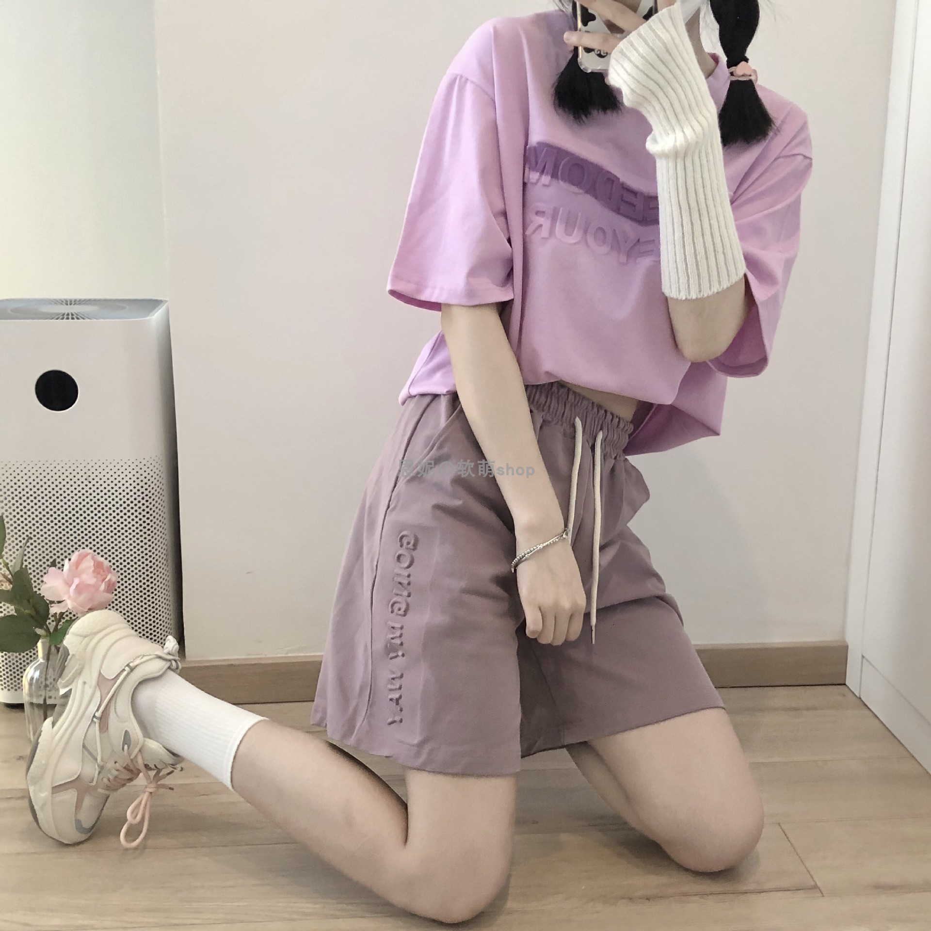 立体印花短裤女休闲百搭薄款夏季直筒阔腿裤高腰显瘦五分裤子代发详情15