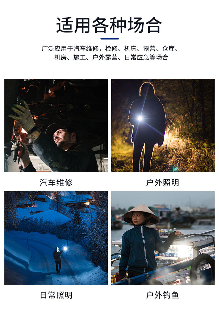 新款迷你小手电筒 小便捷带盒手电LED 伸缩变焦USB充电手电筒批发详情13