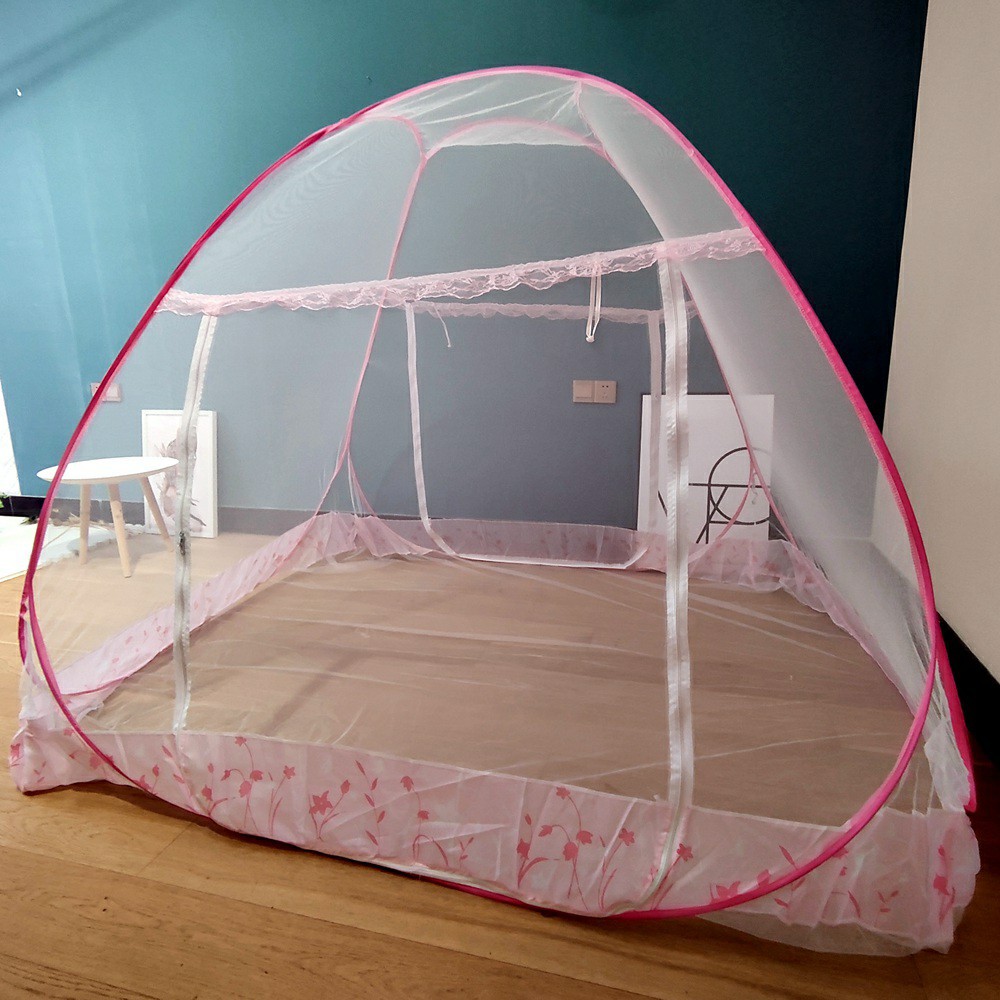 自动可折叠蚊帐 印花双门钢丝成人蚊帐详情6