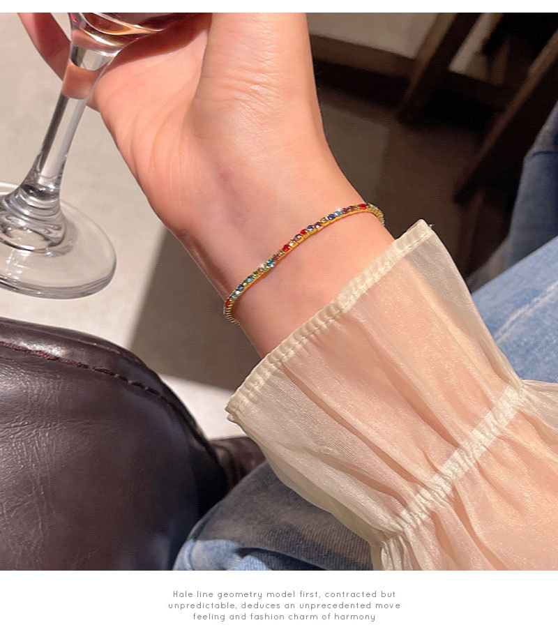 彩色锆石弹力绳手链女高级感轻奢气质闺蜜学生手镯时尚爆款手饰品详情11