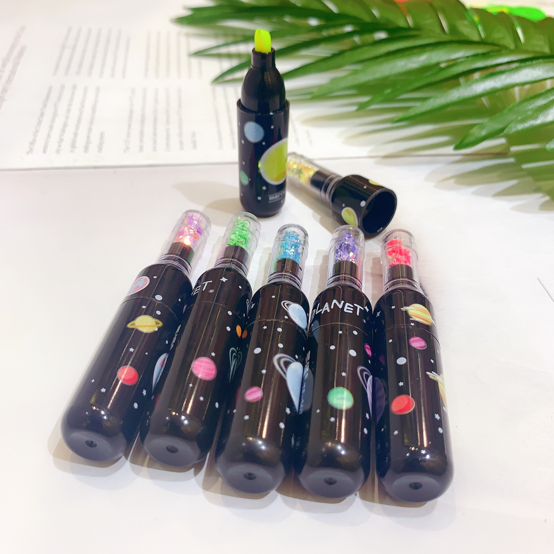 天福韩国星球红酒瓶荧光笔可爱创意造型涂鸦重点标记笔学生亮片批发Q-1240详情10