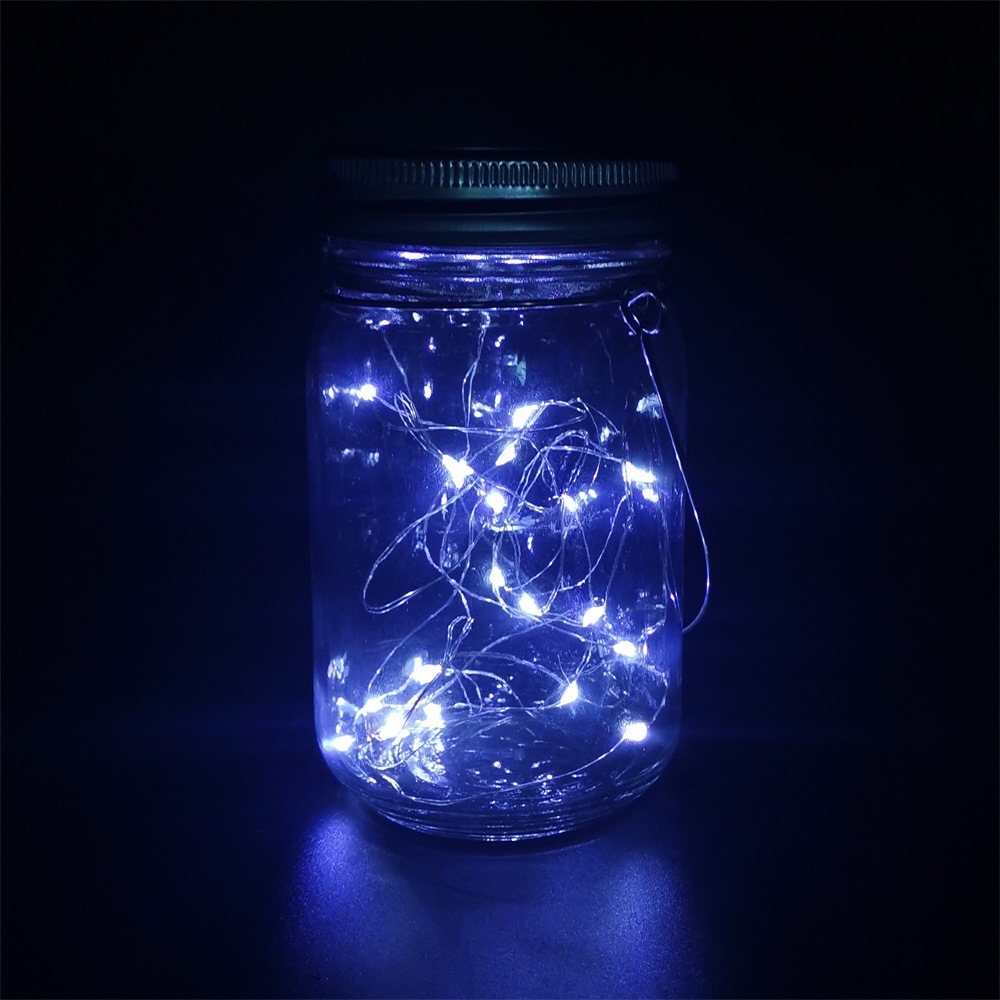Solar Mason can light led copper wire string starry sky Fairy tale firefly solar Mason bottle cap pic 9