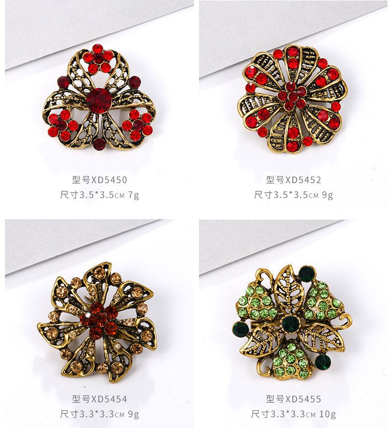 亚马逊时尚外贸卡装镶水钻胸针 合金水钻小别针胸花服饰 配饰批发详情6