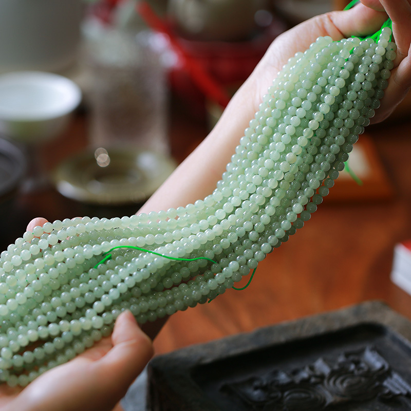 DIY Hetian jade accessories: round beads, loose beads, Qinghai material 108 Buddhist prayer beads, Hetian jade long chain accessories, crystal ornaments pic 5