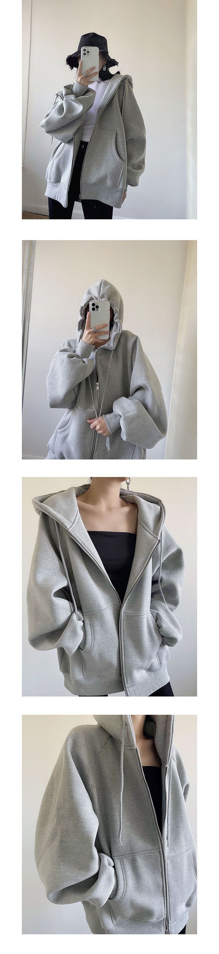 Early autumn design sense, niche high street coat, loose and laid-back style, pink hoodie for women, spring and autumn thin style pic 5
