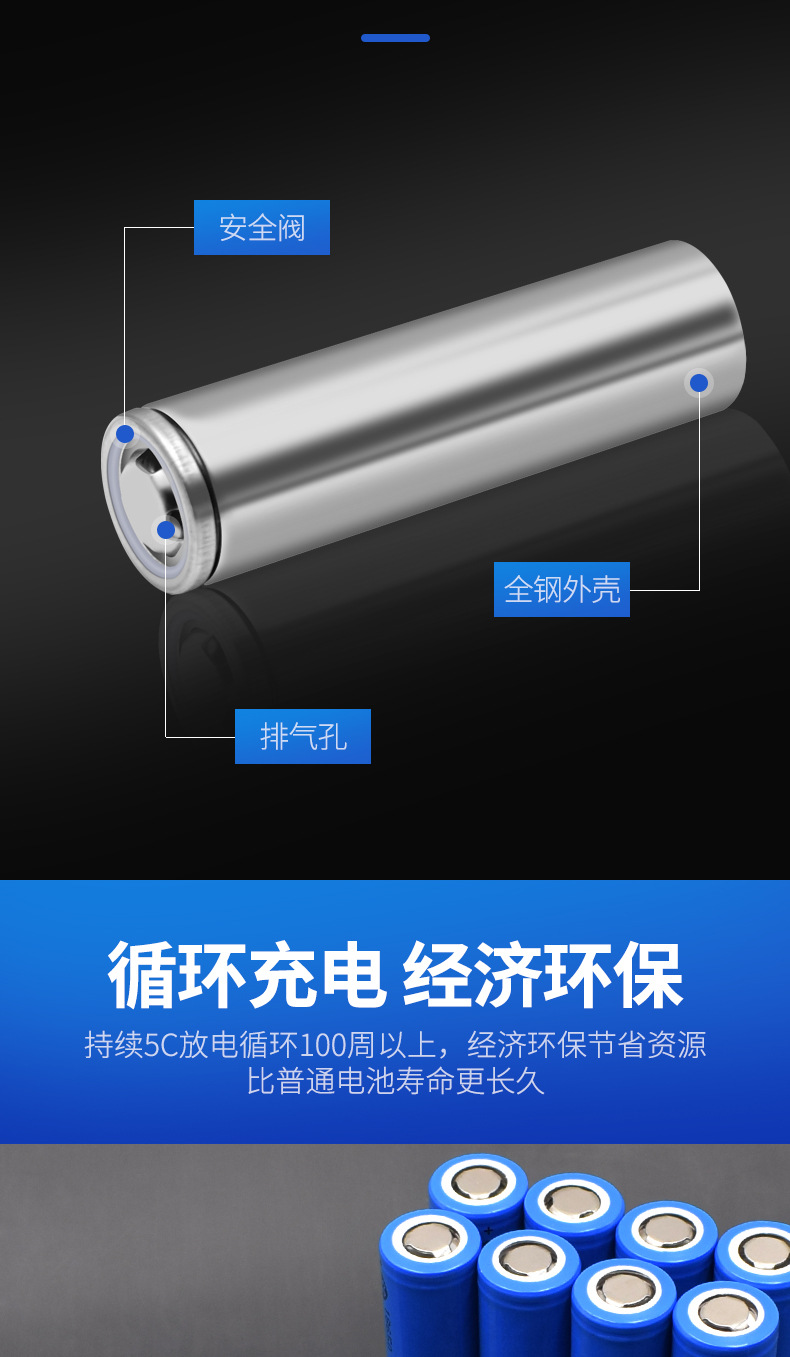18650动力锂电池3.7V 1500mah 动力5C锂电池 电动工具详情5