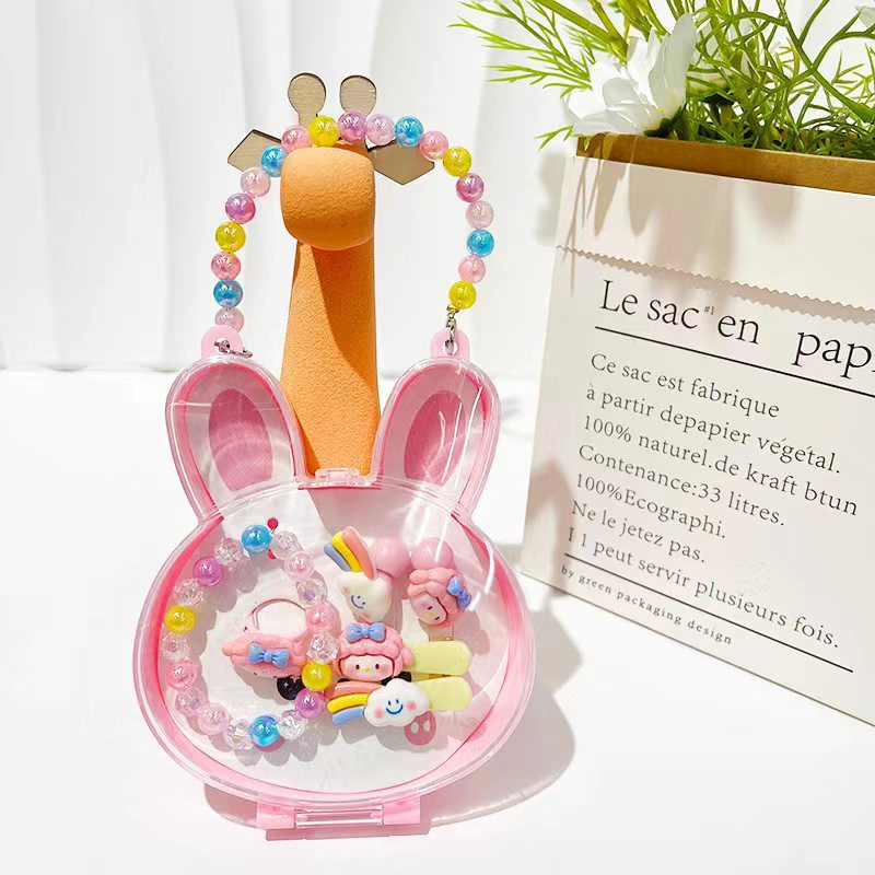 新品手提首饰盒卡通套装公主发饰组合手链戒指皮筋发夹女童礼物详情2